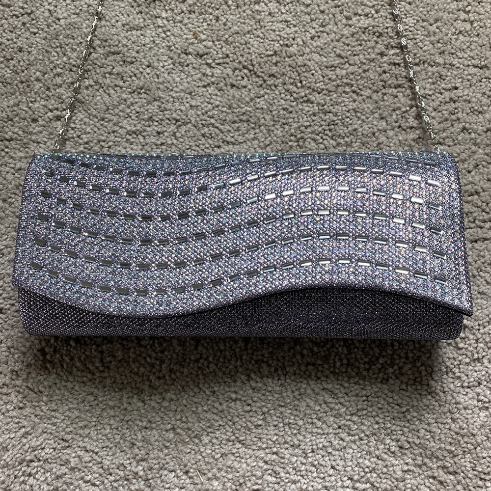 Silver Rhinestone Evening Clutch